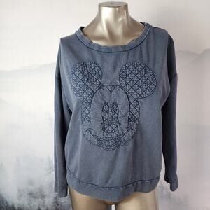 H&M Disney Mickey Mouse Quilted Blue Sweatshirt | Women's Small